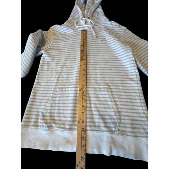 Ladies Cuffys Cape Cod Striped Hoodie M White & Gray Cotton Blend Long Sleeve - Picture 4 of 7